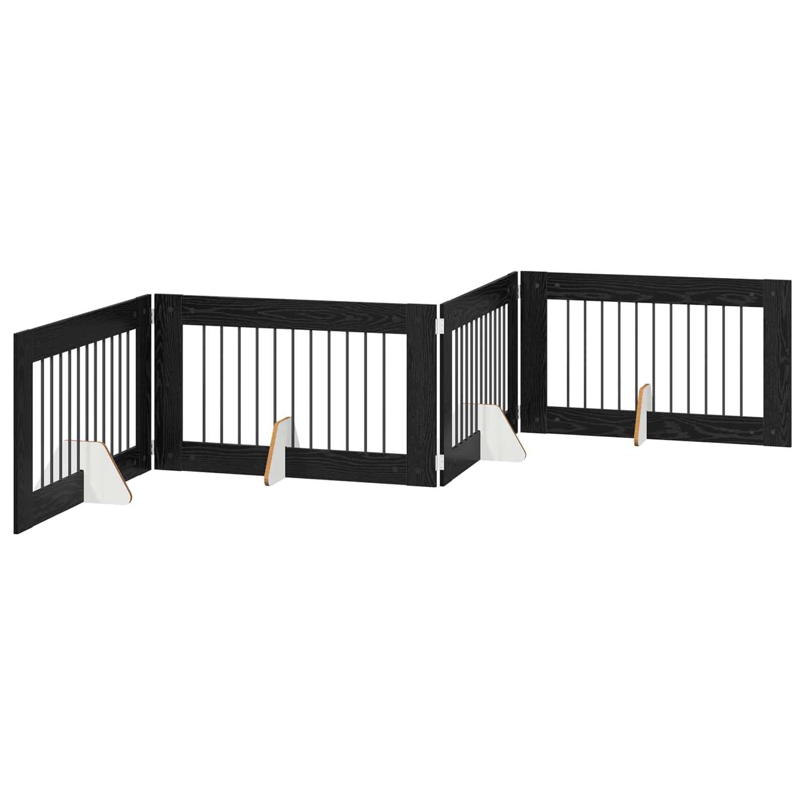 Hondenhekje met standaards 4 pcs Zwart eiken 100 x 60 cm
