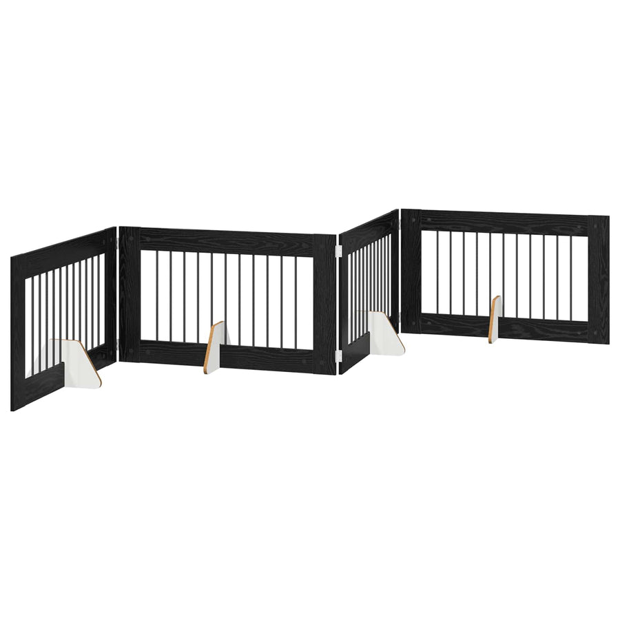 Hondenhekje met standaards 4 pcs Zwart eiken 100 x 60 cm