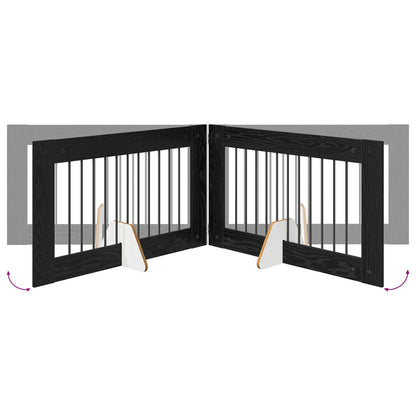 Hondenhekje met standaards 4 pcs Zwart eiken 100 x 60 cm