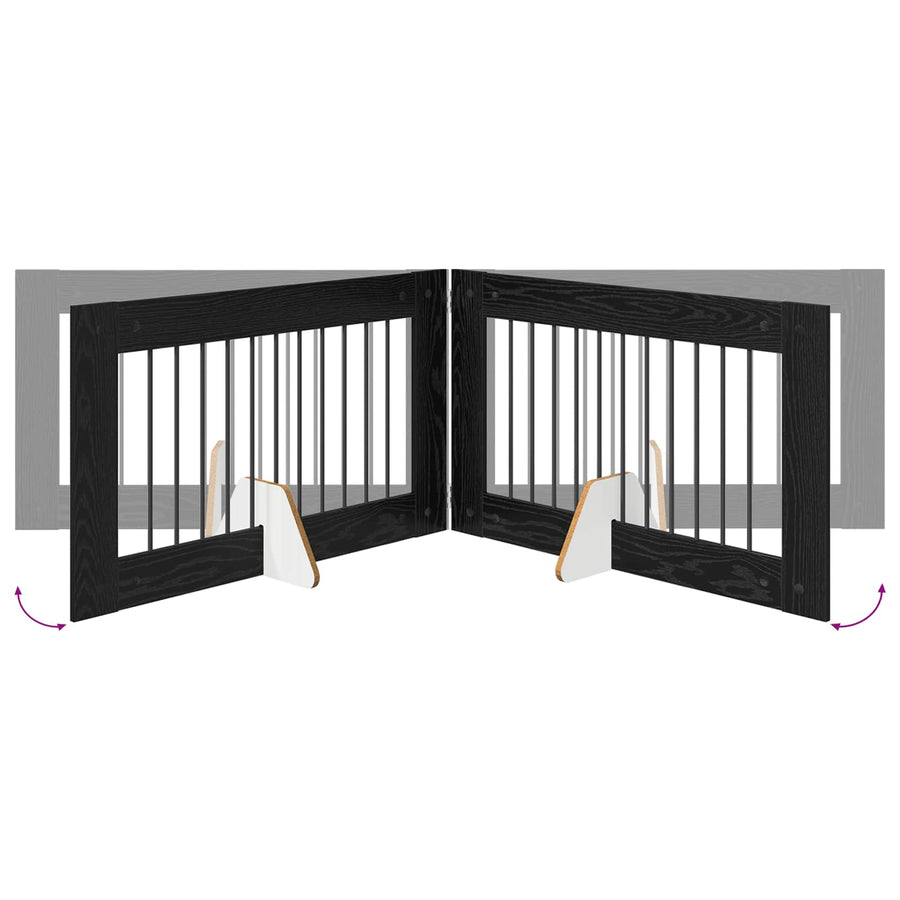 Hondenhekje met standaards 4 pcs Zwart eiken 100 x 60 cm