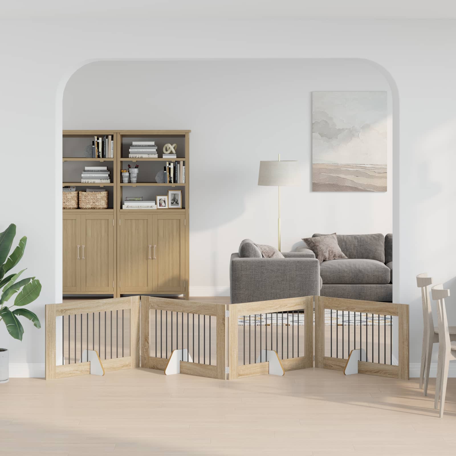 Hondenhekje met standaards 4 pcs Sonoma Eiken 100 x 60 cm