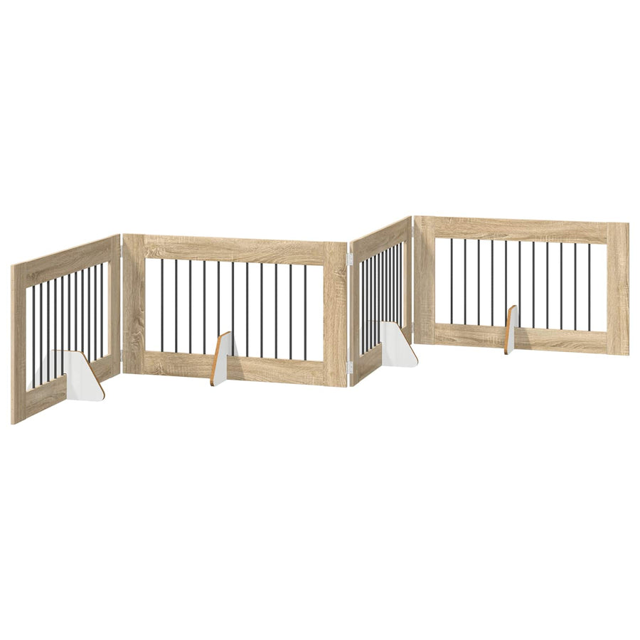 Hondenhekje met standaards 4 pcs Sonoma Eiken 100 x 60 cm