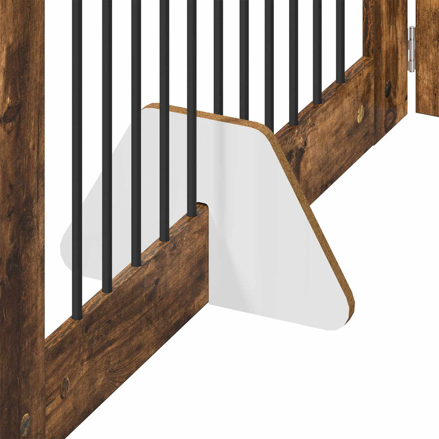 Hondenhekje met standaards 4 pcs Gerookt eiken 100 x 60 cm