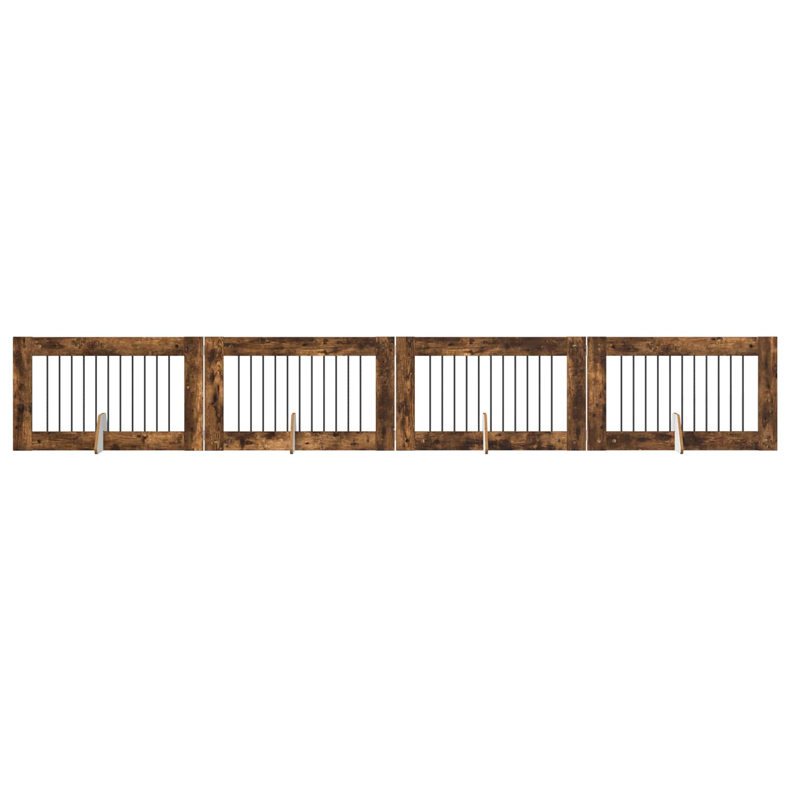 Hondenhekje met standaards 4 pcs Gerookt eiken 100 x 60 cm