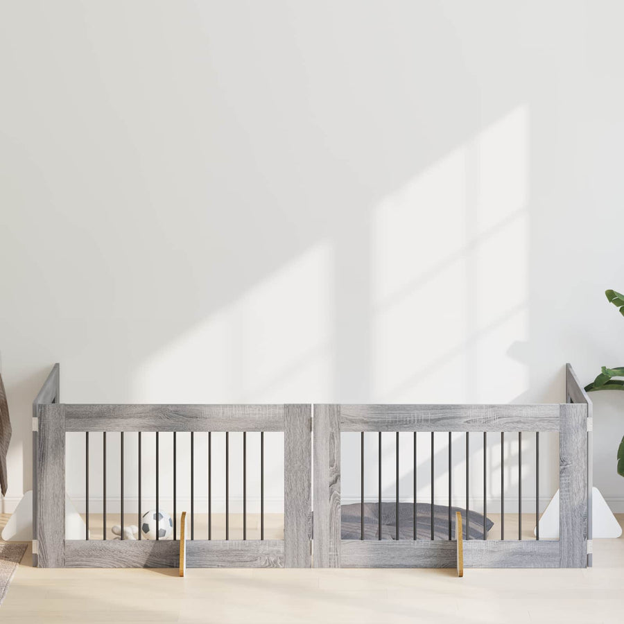Hondenhekje met standaards 4 pcs Grijs sonoma 100 x 60 cm
