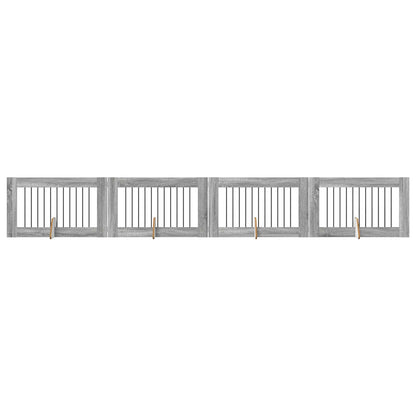 Hondenhekje met standaards 4 pcs Grijs sonoma 100 x 60 cm