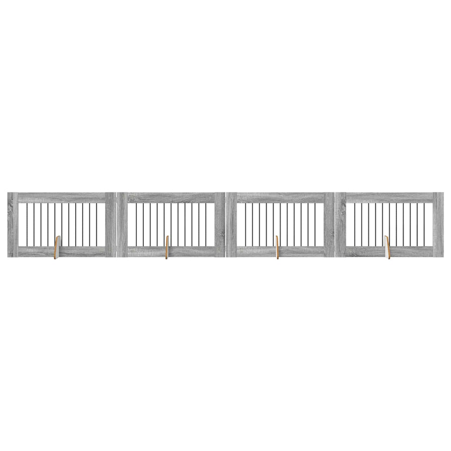 Hondenhekje met standaards 4 pcs Grijs sonoma 100 x 60 cm