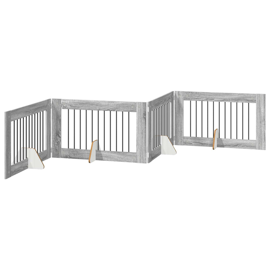Hondenhekje met standaards 4 pcs Grijs sonoma 100 x 60 cm