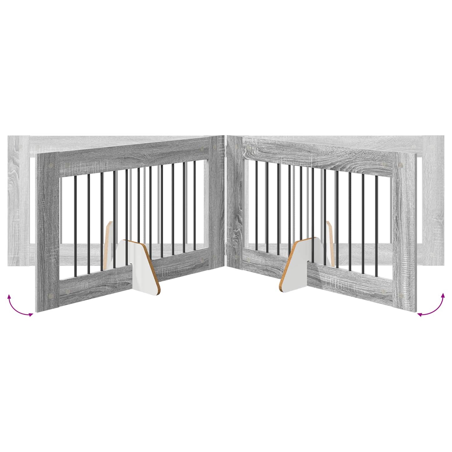 Hondenhekje met standaards 4 pcs Grijs sonoma 100 x 60 cm