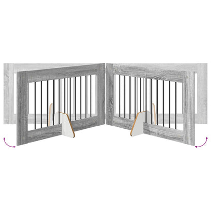 Hondenhekje met standaards 4 pcs Grijs sonoma 100 x 60 cm