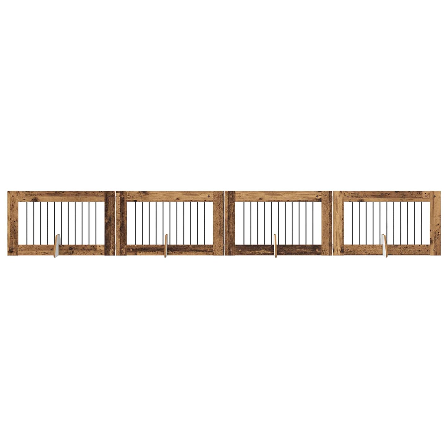 Hondenhekje met standaards 4 pcs Oud hout 100 x 60 cm