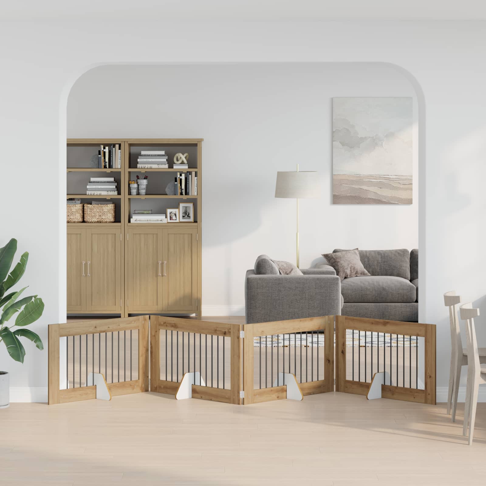 Hondenhekje met standaards 4 pcs Artisanaal eiken 100 x 60 cm