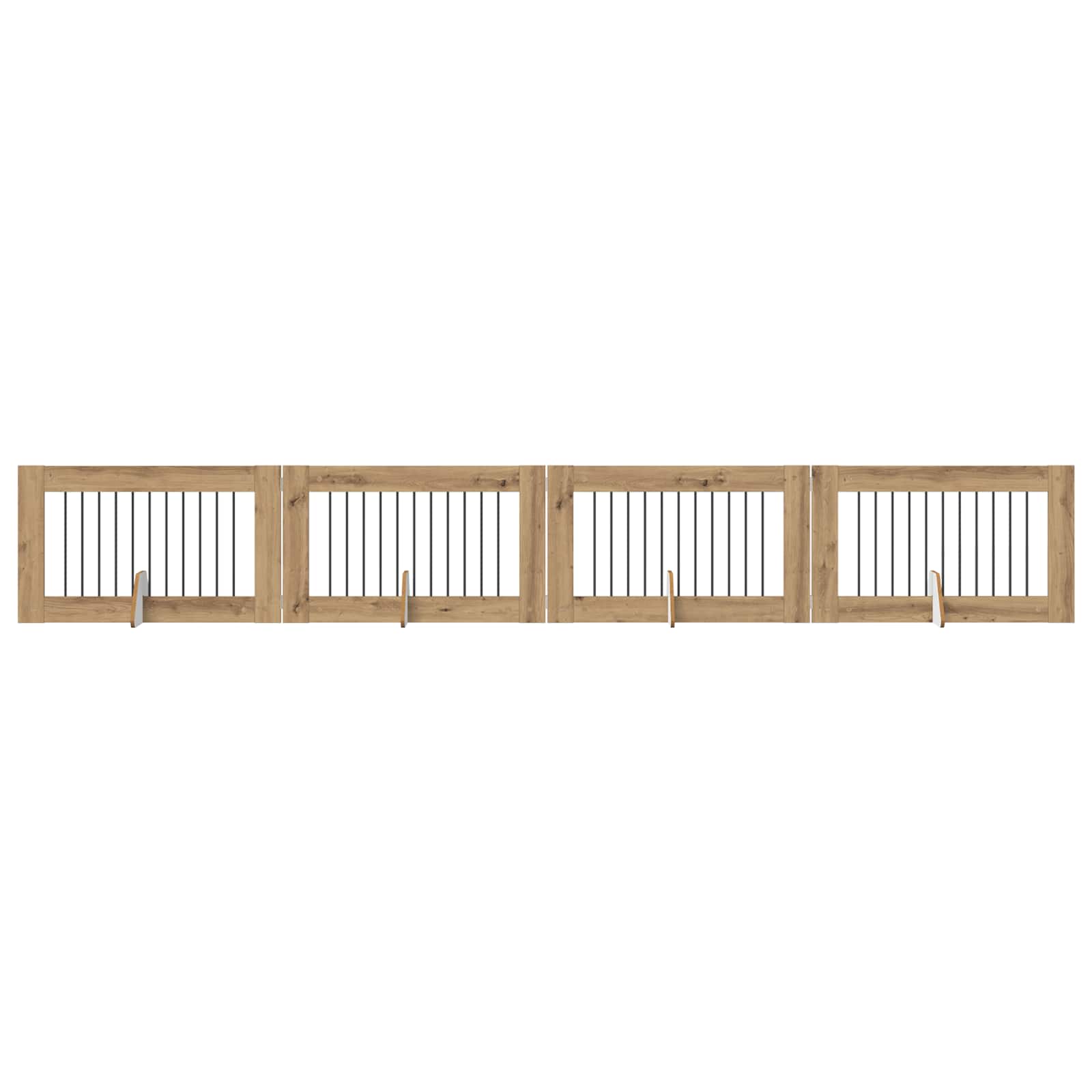 Hondenhekje met standaards 4 pcs Artisanaal eiken 100 x 60 cm