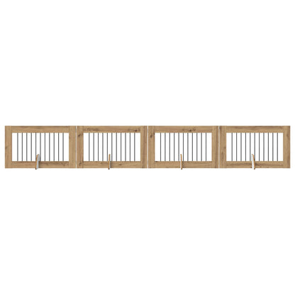 Hondenhekje met standaards 4 pcs Artisanaal eiken 100 x 60 cm