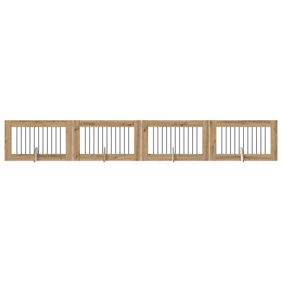 Hondenhekje met standaards 4 pcs Artisanaal eiken 100 x 60 cm
