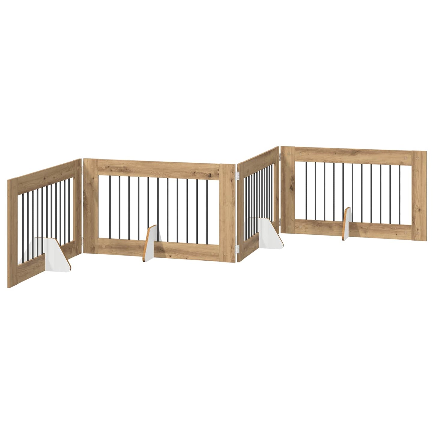 Hondenhekje met standaards 4 pcs Artisanaal eiken 100 x 60 cm