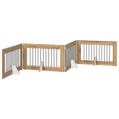 Hondenhekje met standaards 4 pcs Artisanaal eiken 100 x 60 cm