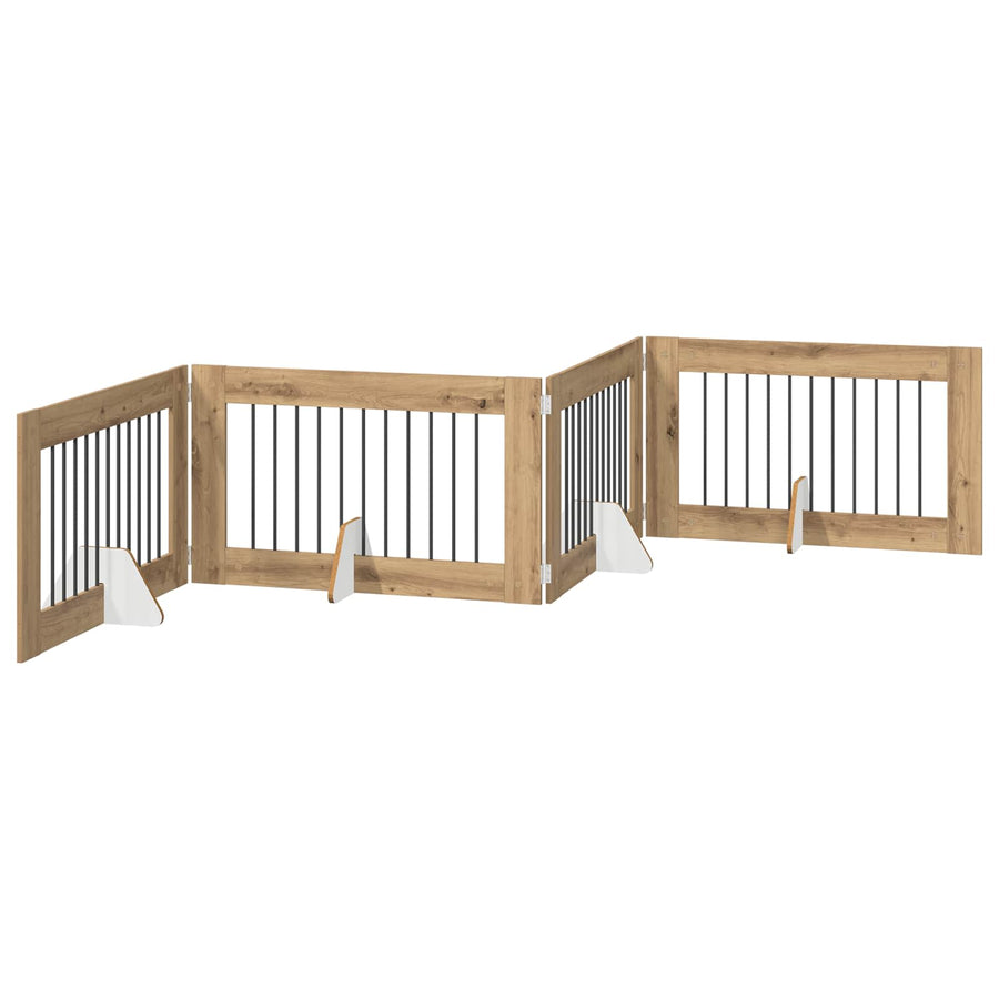 Hondenhekje met standaards 4 pcs Artisanaal eiken 100 x 60 cm