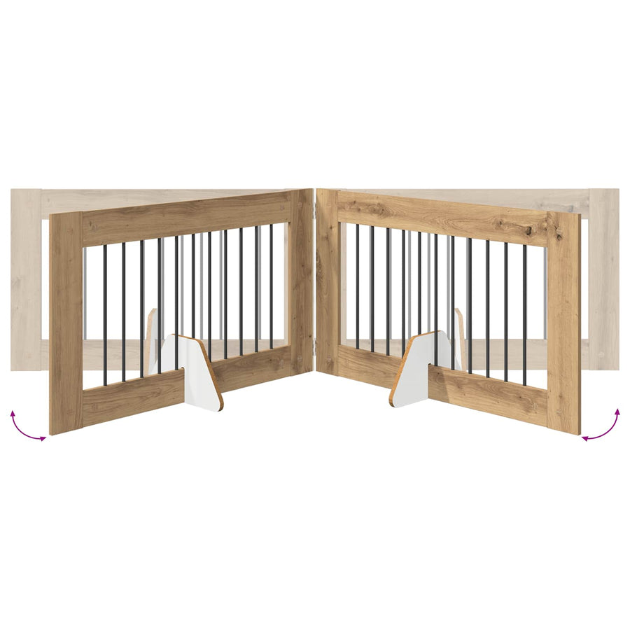 Hondenhekje met standaards 4 pcs Artisanaal eiken 100 x 60 cm