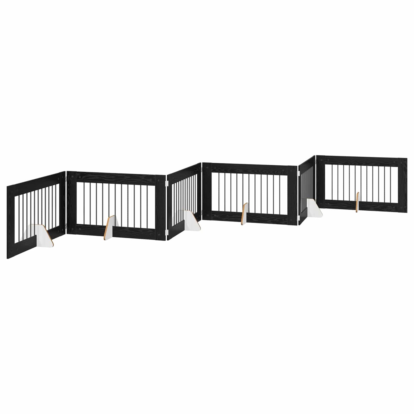 Hondenhekje met standaards 6 pcs Zwart eiken 100 x 60 cm