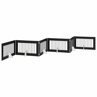 Hondenhekje met standaards 6 pcs Zwart eiken 100 x 60 cm