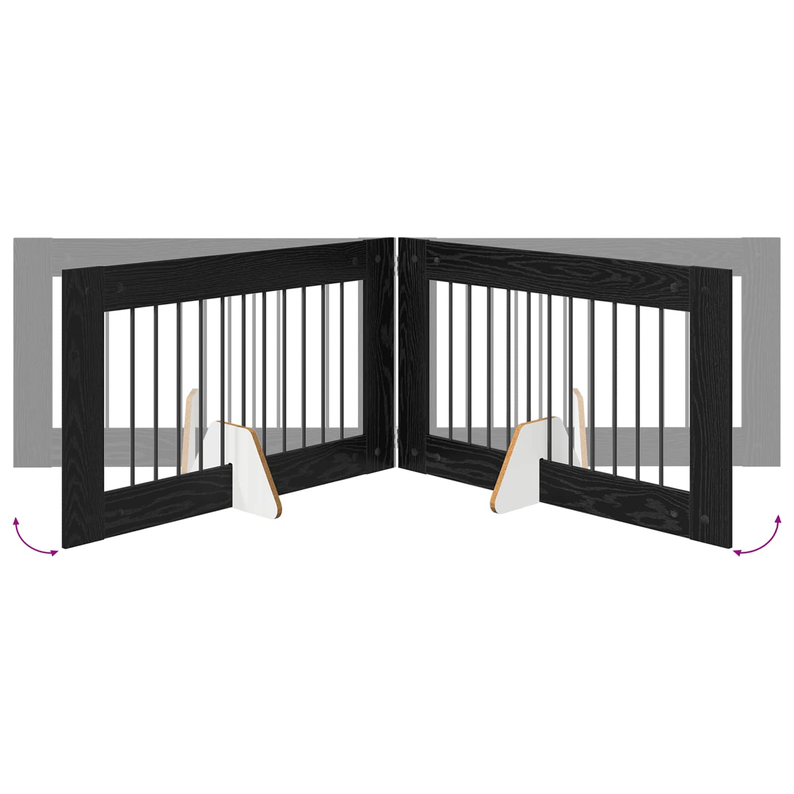 Hondenhekje met standaards 6 pcs Zwart eiken 100 x 60 cm
