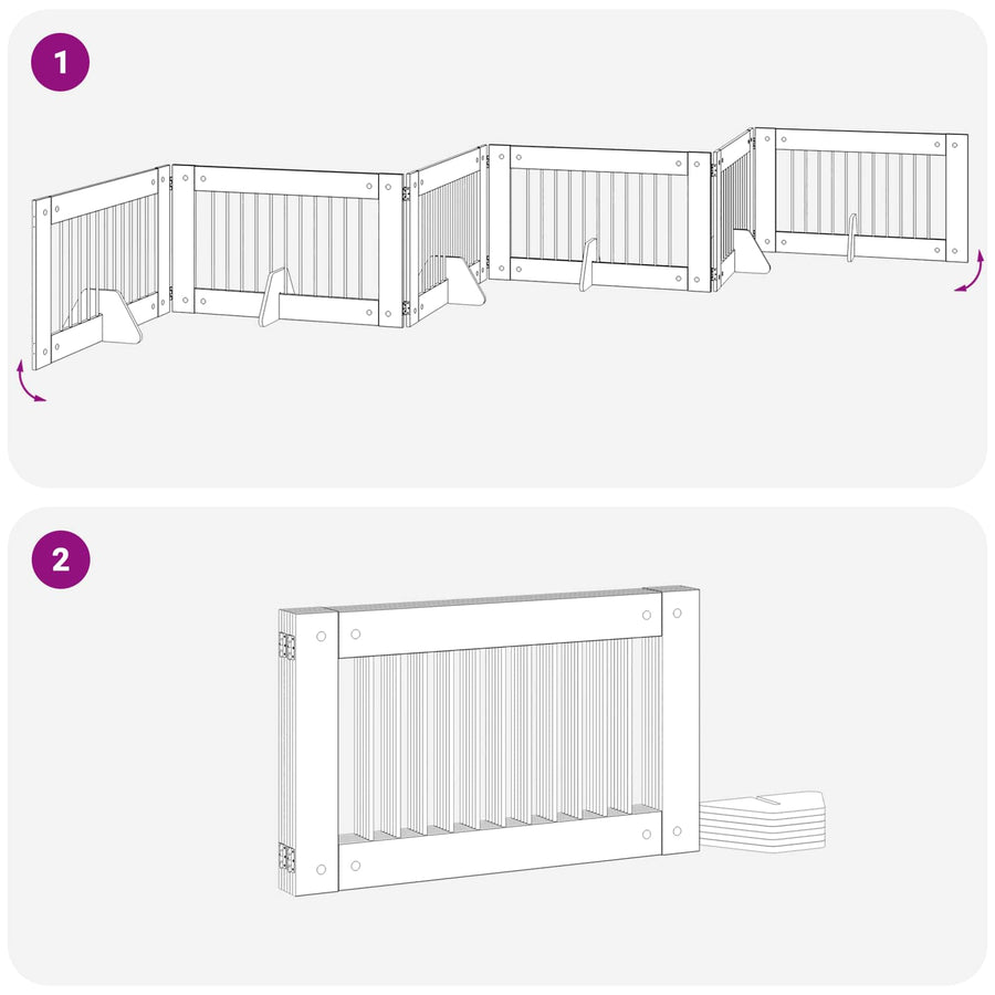 Hondenhekje met standaards 6 pcs Zwart eiken 100 x 60 cm
