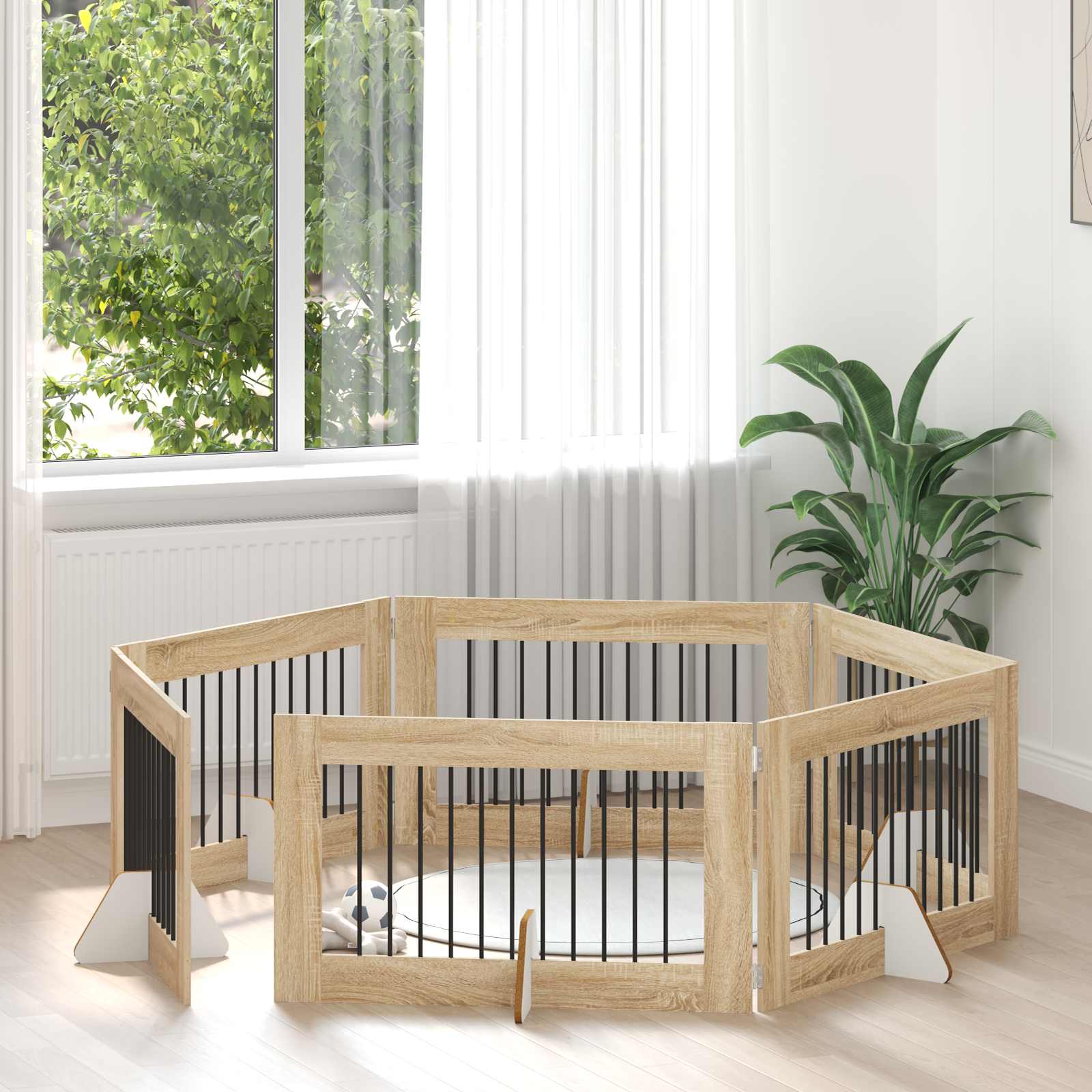 Hondenhekje met standaards 6 pcs Sonoma Eiken 100 x 60 cm