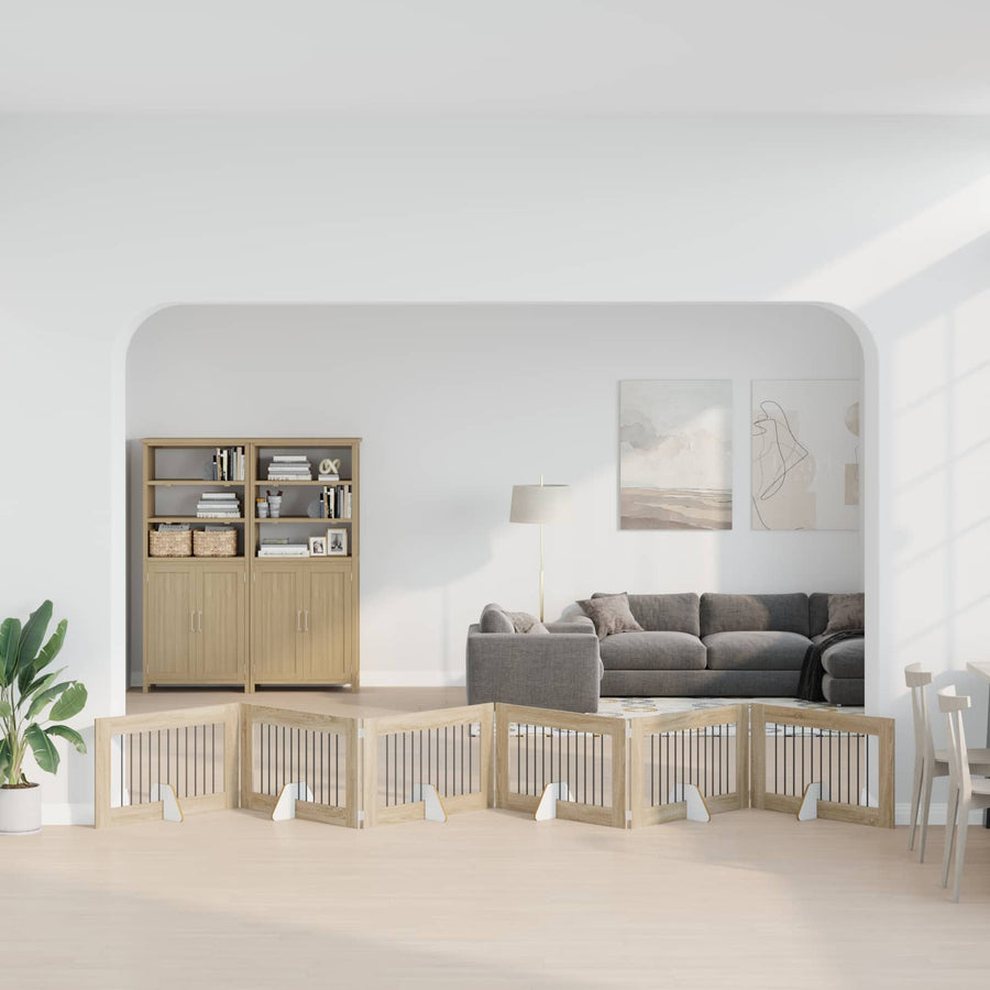 Hondenhekje met standaards 6 pcs Sonoma Eiken 100 x 60 cm