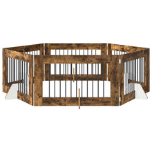 Hondenhekje met standaards 6 pcs Gerookt eiken 100 x 60 cm