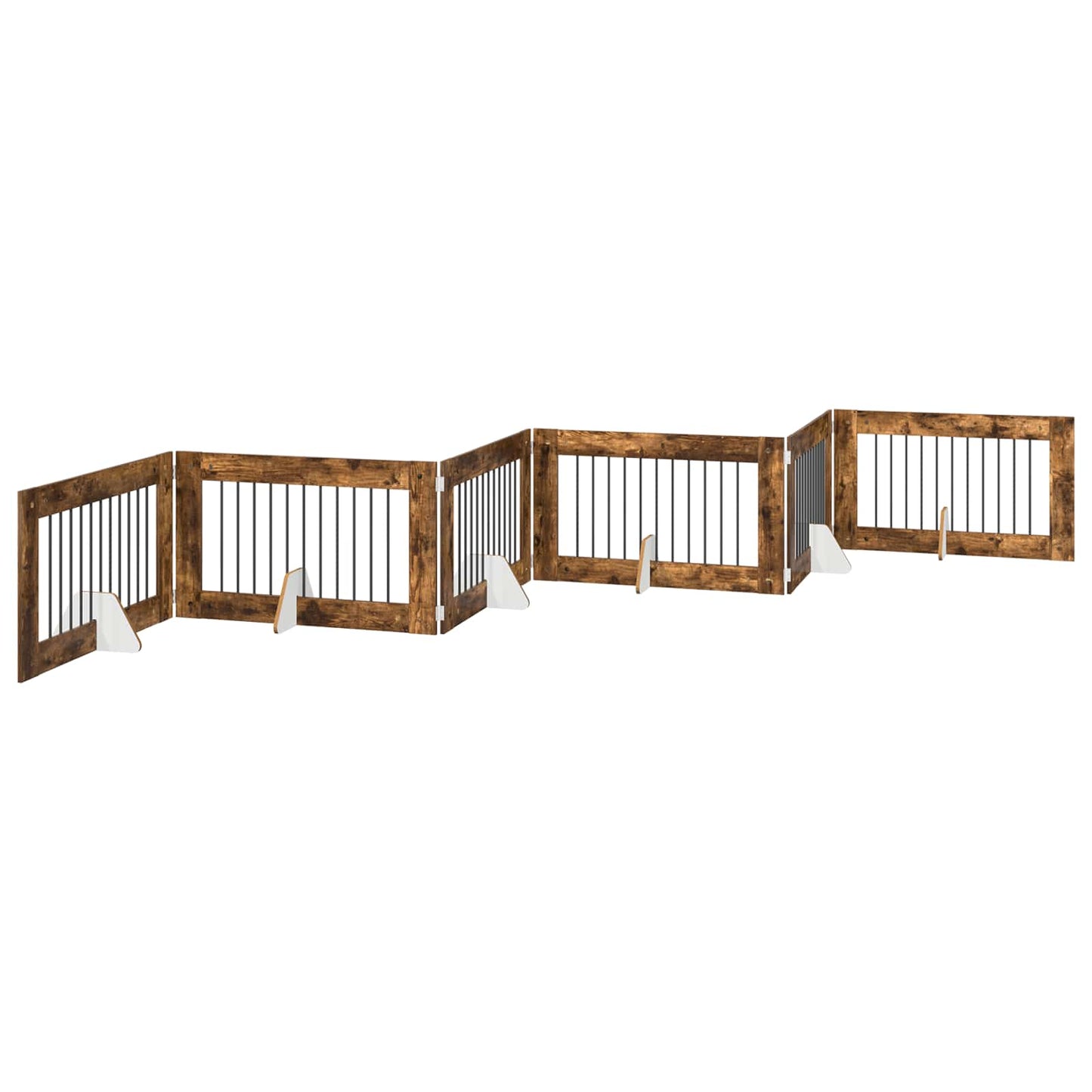 Hondenhekje met standaards 6 pcs Gerookt eiken 100 x 60 cm