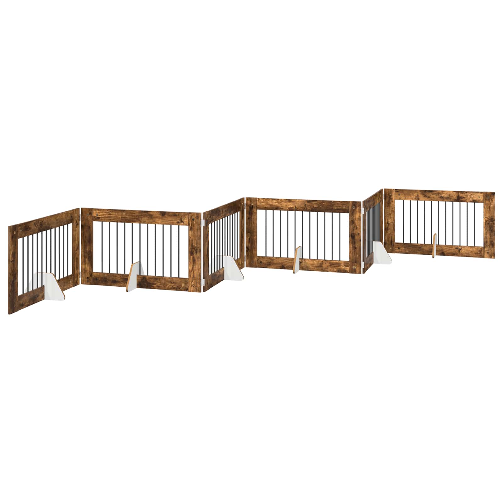 Hondenhekje met standaards 6 pcs Gerookt eiken 100 x 60 cm