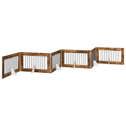 Hondenhekje met standaards 6 pcs Gerookt eiken 100 x 60 cm