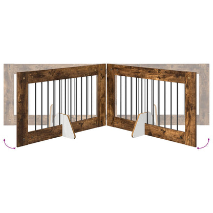 Hondenhekje met standaards 6 pcs Gerookt eiken 100 x 60 cm