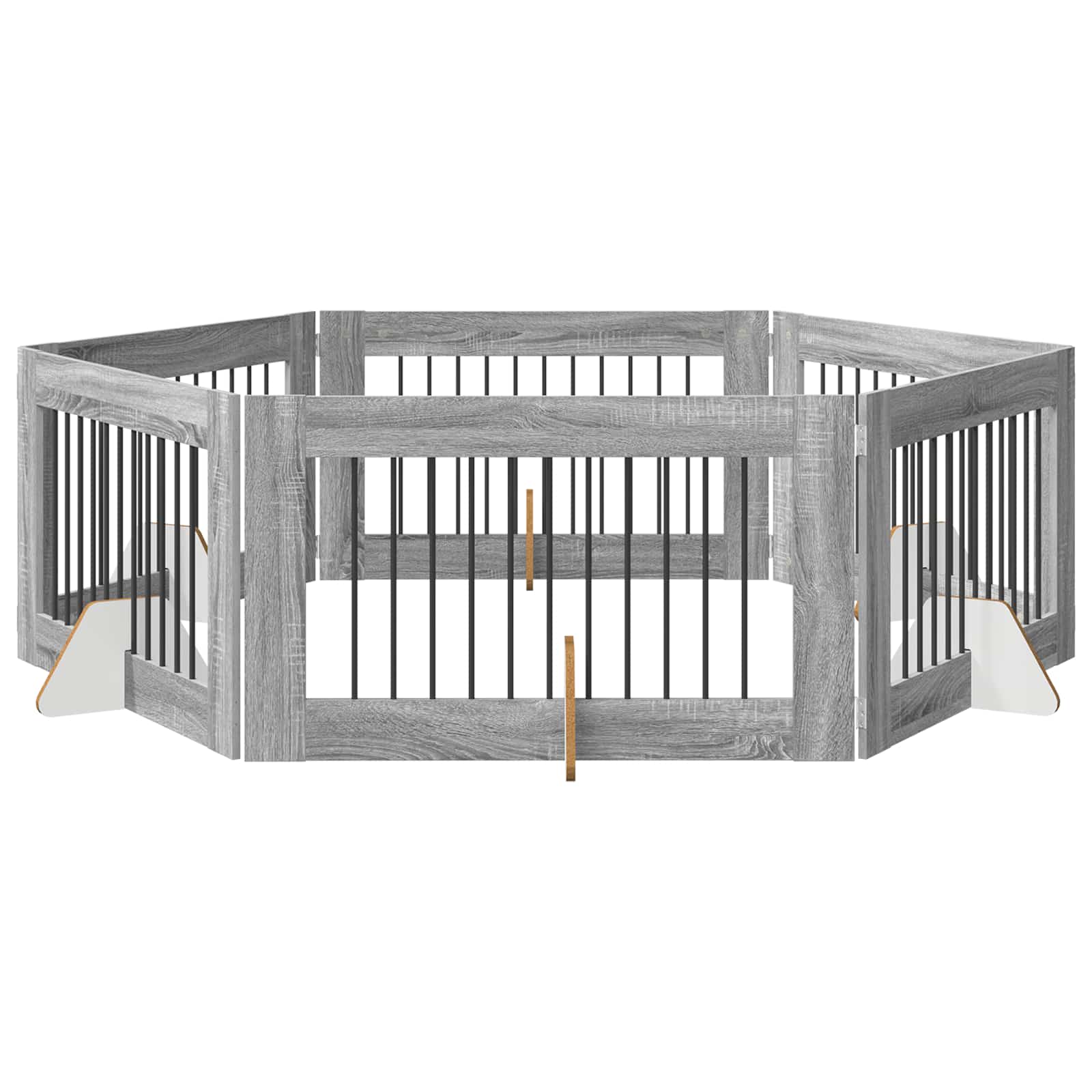 Hondenhekje met standaards 6 pcs Grijs sonoma 100 x 60 cm