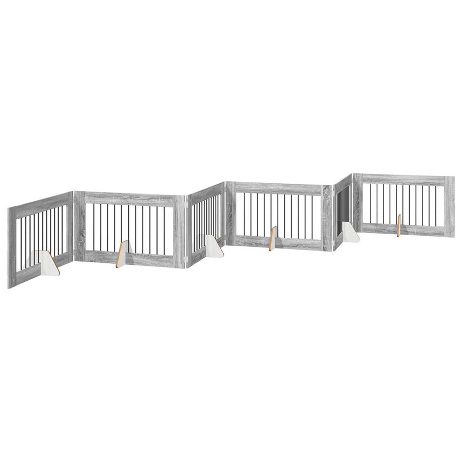 Hondenhekje met standaards 6 pcs Grijs sonoma 100 x 60 cm