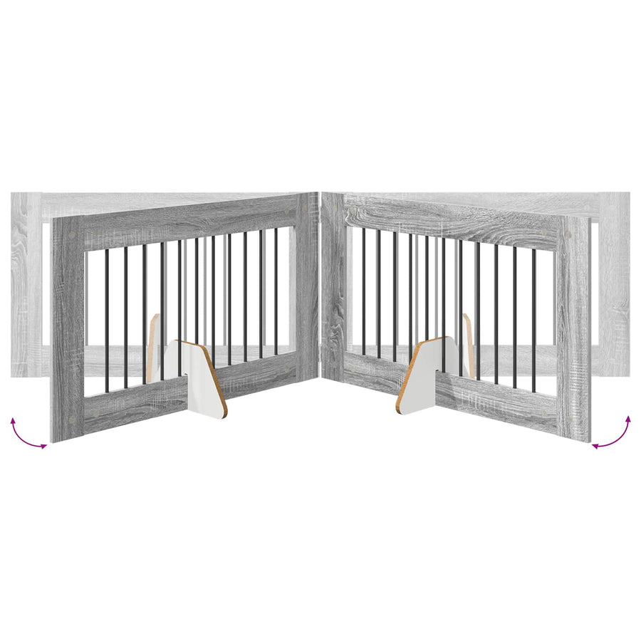 Hondenhekje met standaards 6 pcs Grijs sonoma 100 x 60 cm