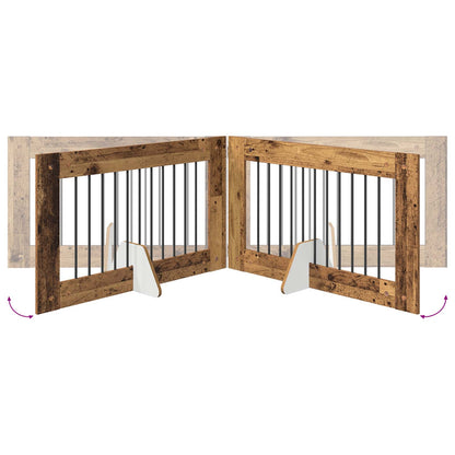 Hondenhekje met standaards 6 pcs Oud hout 100 x 60 cm