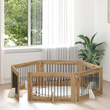 Hondenhekje met standaards 6 pcs Artisanaal eiken 100 x 60 cm