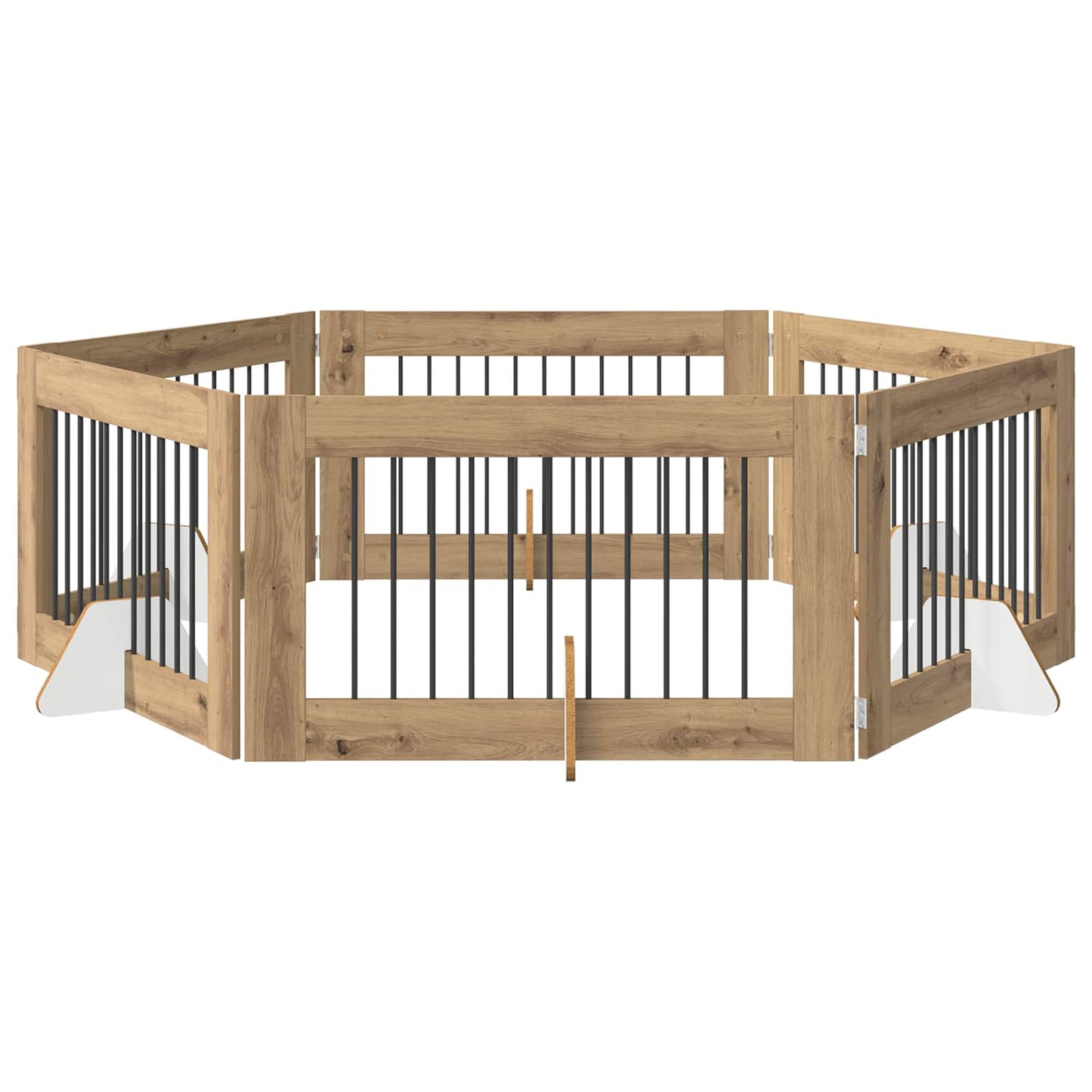 Hondenhekje met standaards 6 pcs Artisanaal eiken 100 x 60 cm