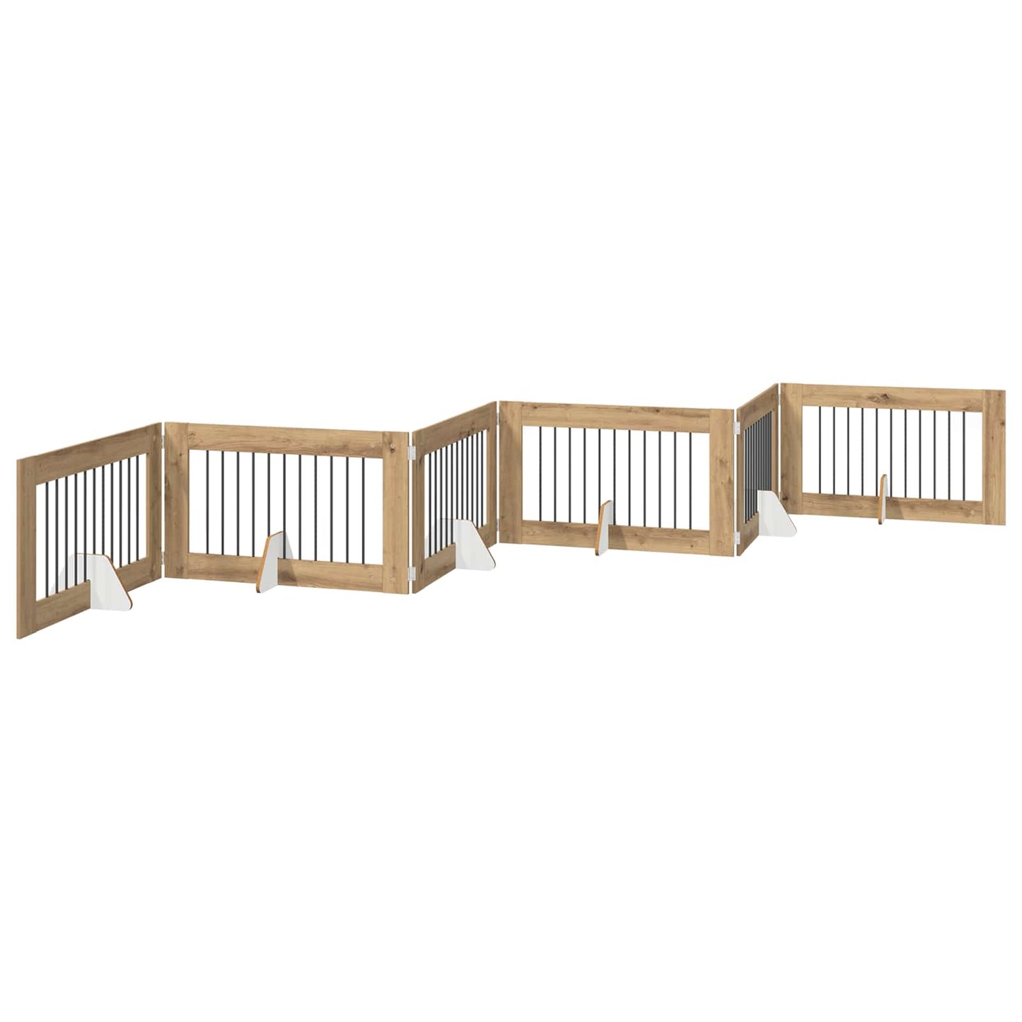 Hondenhekje met standaards 6 pcs Artisanaal eiken 100 x 60 cm