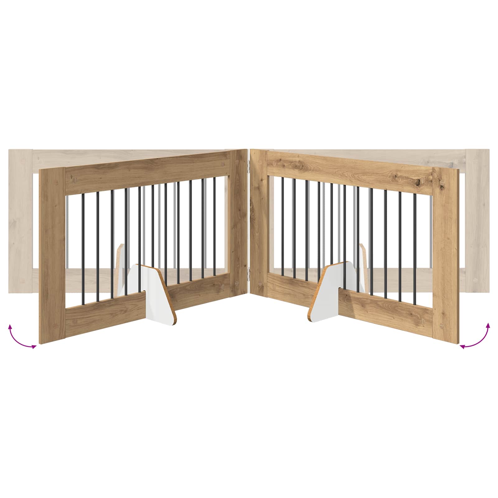 Hondenhekje met standaards 6 pcs Artisanaal eiken 100 x 60 cm