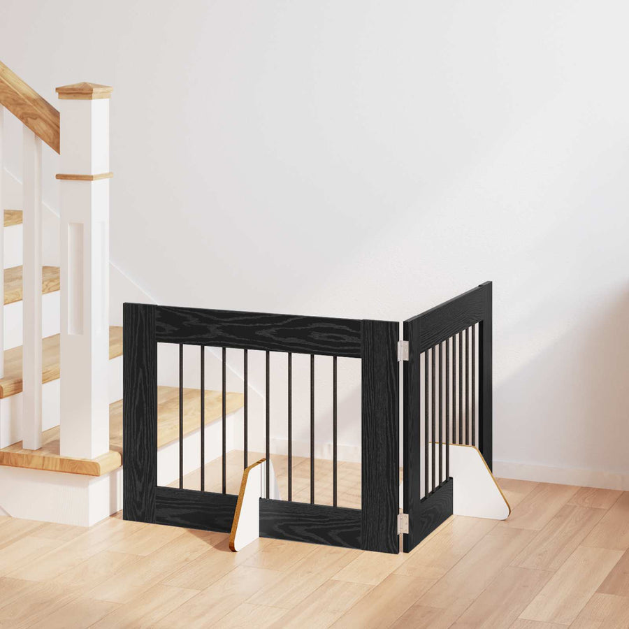 Hondenhekje met standaards 2 pcs Zwart eiken 80 x 60 cm