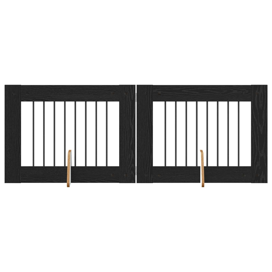Hondenhekje met standaards 2 pcs Zwart eiken 80 x 60 cm