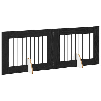 Hondenhekje met standaards 2 pcs Zwart eiken 80 x 60 cm