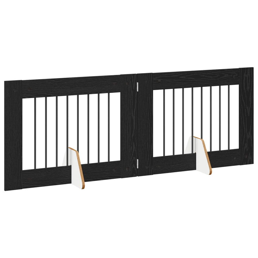 Hondenhekje met standaards 2 pcs Zwart eiken 80 x 60 cm