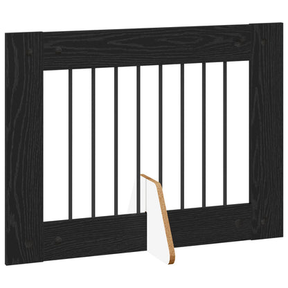 Hondenhekje met standaards 2 pcs Zwart eiken 80 x 60 cm