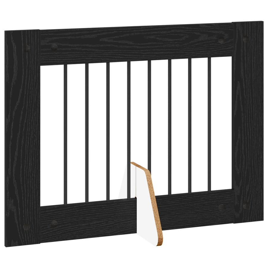 Hondenhekje met standaards 2 pcs Zwart eiken 80 x 60 cm