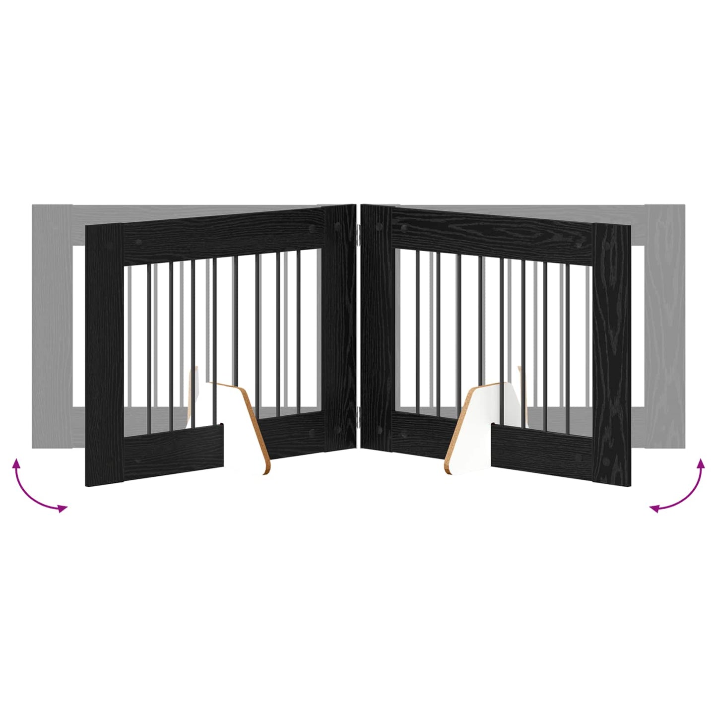 Hondenhekje met standaards 2 pcs Zwart eiken 80 x 60 cm