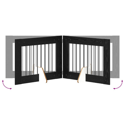 Hondenhekje met standaards 2 pcs Zwart eiken 80 x 60 cm